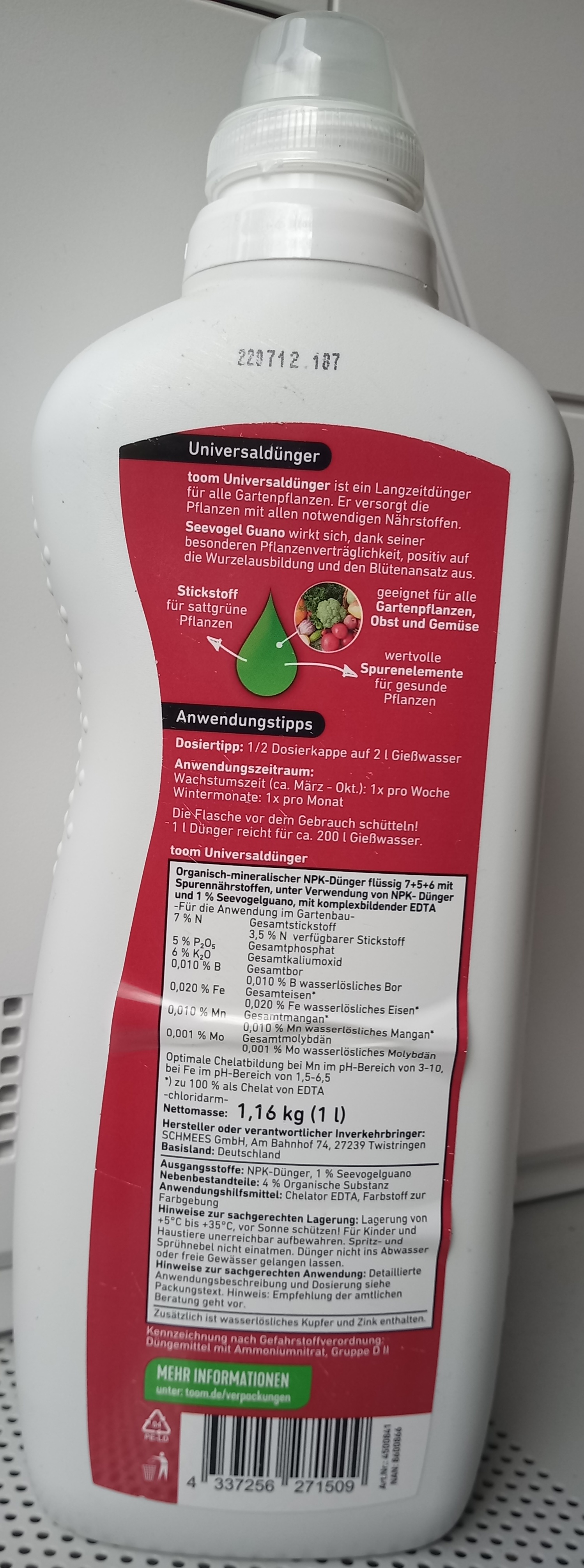 toom Universaldünger 1 L, 7,99 €